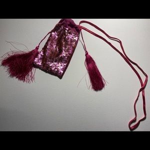 Metallic Pink Sequin Tassel Two-Piece Set